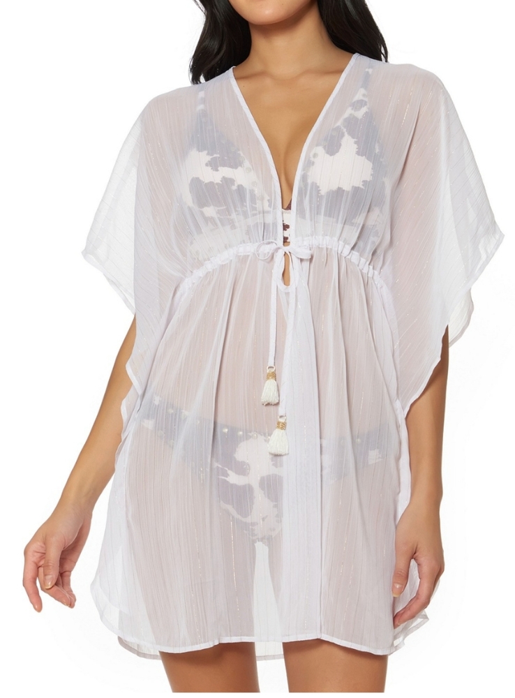 Jessica Simpson Metallic Trim Caftan Cover Up